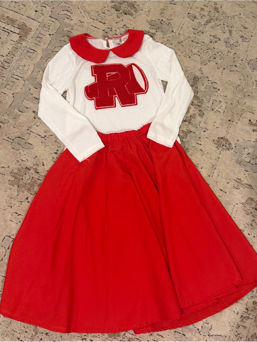 Girls Red & White Cheer Costume Dress with Peter Pan Collar